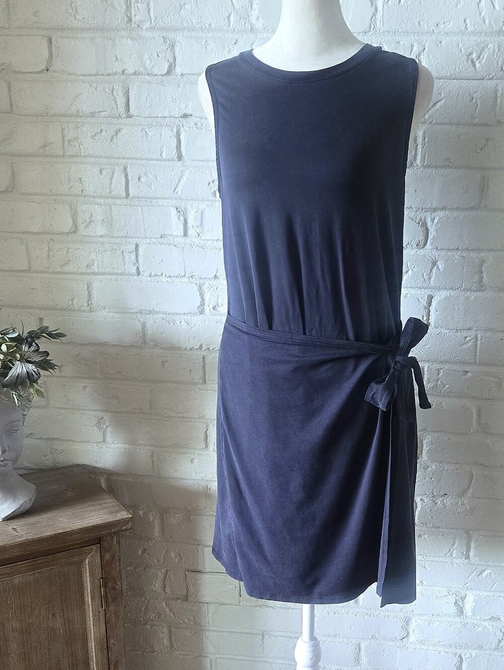 Beyond Yoga Faux Wrap Tie Waist Dress, Navy, Like New, S/M, Travel, Beach